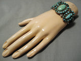 One Of The Best Vintage Native American Navajo Turquoise Sterling Silver Cluster Bracelet-Nativo Arts