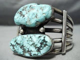 Towering Monumental Vintage Native American Navajo #8 Turquoise Sterling Silver Bracelet Old-Nativo Arts