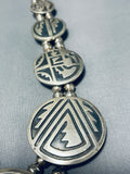 Native American One Of The Most Intricate Vintage Navajo Sterling Silver Geomtric Necklace-Nativo Arts