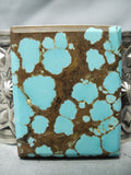 Heavy Huge Vivid Native American #8 Turquoise Sterling Silver Bracelet-Nativo Arts