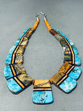 Native American One Of The Most Intricate Santo Domingo Turquoise Sterling Silver Necklace-Nativo Arts