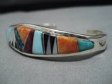 Vintage Native American Navajo Turquoise Raised Inlay Patrick Lincoln Sterling Silver Bracelet-Nativo Arts