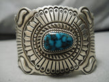 Important Vintage Native American Navajo Blue Thunder Turquoise Sterling Silver Bracelet-Nativo Arts