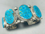Sturdy Vintage Native American Navajo Turquoise Sterling Silver Bracelet Cuff-Nativo Arts