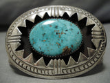 Very Rare Aqua Turquoise Vintage Native American Navajo Sterling Silver Bracelet Cuff Old-Nativo Arts