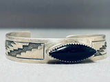 Able Arthur Vintage Native American Navajo Black Onyx Sterling Silver Bracelet-Nativo Arts