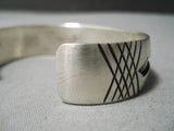 X Marks The Spot Vintage Native American Navajo Hand Tooled Sterling Silver Bracelet Old-Nativo Arts