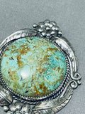 Huge Vintage Native American Navajo Domed Royston Turquoise Sterling Silver Pendant-Nativo Arts
