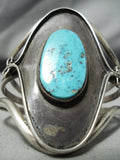 Towering Vintage Native American Navajo Turquoise Sterling Silver Shadow Bracelet Old-Nativo Arts