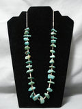 Chunky Old Royston Turquoise Vintage Navajo Native American Heishi Necklace-Nativo Arts