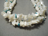 Amazing Vintage Native American Navajo Pearl Blue Turquoise Sterling Silver Necklace Old-Nativo Arts