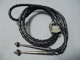 Marvelous Vintage Native American Navajo Turquoise Sterling Silver Bolo Tie Old-Nativo Arts