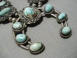 One Of The Best Vintage Native American Navajo Turquoise Sterling Silver Squash Blossom Necklace-Nativo Arts