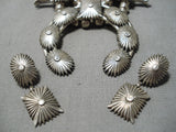 Stunning Vintage Native American Navajo Squash Sterling Silver Blossom Necklace-Nativo Arts