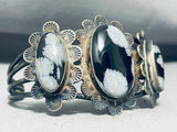 One Of Most Unique Vintage Native American Navajo Snowflake Obsidian Sterling Silver Bracelet-Nativo Arts