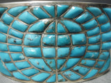 One Of The Best Vintage Native American Navajo Blue Diamond Turquoise Sterling Silver Bracelet-Nativo Arts