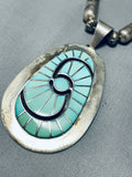 Tubule Rare Vintage Native American Zuni Turquoise Sterling Silver Necklace-Nativo Arts