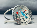 Hand Carved Bluejay Vintage Native American Zuni Turquoise Sterling Silver Bracelet-Nativo Arts