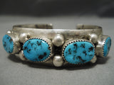 Museum Vitnage Native American Navajo Deep Blue Turquoise Sterling Silver Bracelet Old-Nativo Arts