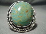 One Of The Biggest Native American Navajo Royston Turquoise Sterling Silver Ring-Nativo Arts