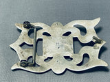 Native American Phenomenal Vintage Navajo Sleeping Beauty Turquoise Sterling Silver Buckle-Nativo Arts