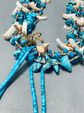 Native American Beautiful Vintage Santo Domingo Kingman Turquoise Shell 6 Strand Necklace-Nativo Arts