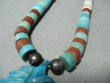 Amazing Vintage Native American Navajo Turquoise Pipestone Sterling Silver Necklace-Nativo Arts