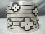 Huge Ange Chavez Cross Native American Sterling Silver Bracelet Cuff-Nativo Arts