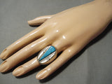 Thick And Heavy!! Vintage Native American Navajo Zuni Turquoise Sterling Silver Pearl Ring Old-Nativo Arts