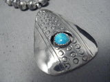 Amazing Vintage Native American Navajo Turquoise Sterling Silver Necklace Old-Nativo Arts