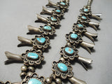 Authentic Vintage Native American Navajo Huge Turquoise Sterling Silver Squash Blossom Necklace-Nativo Arts