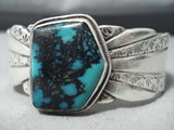 Rich Jim Native American Navajo Turquoise Mountain Turquoise Sterling Silver Bracelet-Nativo Arts