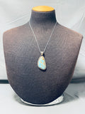 Pretty Vintage Native American Navajo #8 Turquoise Mine Sterling Silver Necklace Signed-Nativo Arts