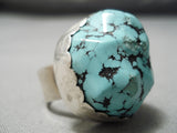Superior Vintage Native American Navajo Huge Spiderweb Turquoise Sterling Silver Ring-Nativo Arts