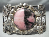 Early 1900's Vintage Native American Navajo Swirl Pink Stone Bracelet Old-Nativo Arts