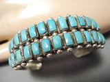 Rare Vintage Zuni Native American Navajo Squared Turquoise Sterling Silver Bracelet Old-Nativo Arts