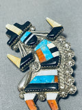 Gary Vacit Vintage Native American Zuni Turquoise Sterling Silver Rainbow Man Pin/pendant-Nativo Arts