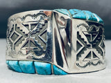 Birdseye Spiderweb Turquoise Native American Navajo Side Inlay Sterling Silver Bracelet-Nativo Arts