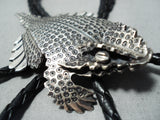 Fantastic Native American Navajo Sterling Silver Toad Bolo Tie-Nativo Arts