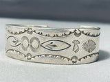 Awesome Vintage Native American Navajo Handcarved Smooth Sterling Silver Bracelet-Nativo Arts