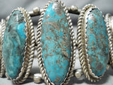 George Begay Vintage Native American Navajo Morenci Turquoise Sterling Silver Bracelet-Nativo Arts
