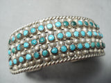 One Of The Best Vintage Native American Zuni Snake Eyes Turquoise Sterling Silver Bracelet Old-Nativo Arts