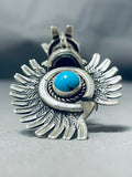 Phenomenal Native American Navajo Sleeping Beauty Turquoise Sterling Silver Kachina Ring-Nativo Arts