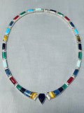 Native American Very Unique Vintage Navajo Turquoise Sterling Silver Necklace-Nativo Arts
