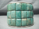 Heavy Thick!! Native American Royston Turquoise Inlay Sterling Silver Bracelet-Nativo Arts