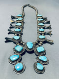Rare Robins Egg Turquoise Vintage Native American Navajo Sterling Silve Squash Blossom Necklace-Nativo Arts