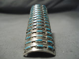 One Of The Tallest Vintage Native American Zuni Needle Turquoise Sterling Silver Ring-Nativo Arts