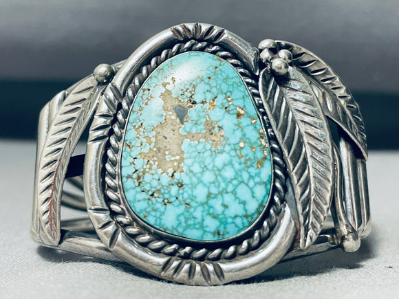 Native American One Of The Best Early Birds Eye Kingman Turquoise Sterling Silver Bracelet-Nativo Arts