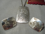 Important Natasha Peshlakai Award Native American Navajo Sterling Silver Necklace Earrings-Nativo Arts
