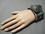Heavy Huge Native American Buffalo Turquoise Sterling Silver Bracelet- 200 Grams-Nativo Arts